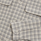 Reiss Ribona Woven Check Twin Pocket Overshirt in Light Grey