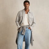 Reiss Ribona Woven Check Twin Pocket Overshirt in Light Grey