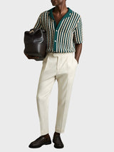 Reiss Roulette Textured-Knit Cuban-Collar Shirt In Green