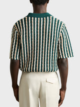 Reiss Roulette Textured-Knit Cuban-Collar Shirt In Green