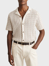 Reiss Roulette Textured-Knit Cuban-Collar Shirt In Oatmeal