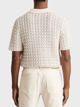 Reiss Roulette Textured-Knit Cuban-Collar Shirt In Oatmeal