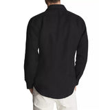 Reiss Ruban Long Sleeve Linen Shirt In Black