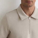 Reiss Short Sleeve Interlock Half Zip Polo Stone