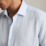 Reiss Short Sleeve Linen Shirt Pale Blue