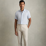Reiss Short Sleeve Linen Shirt Pale Blue