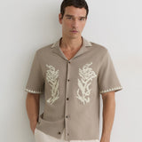 Reiss Short Sleeve Shirt Cuban Champagne