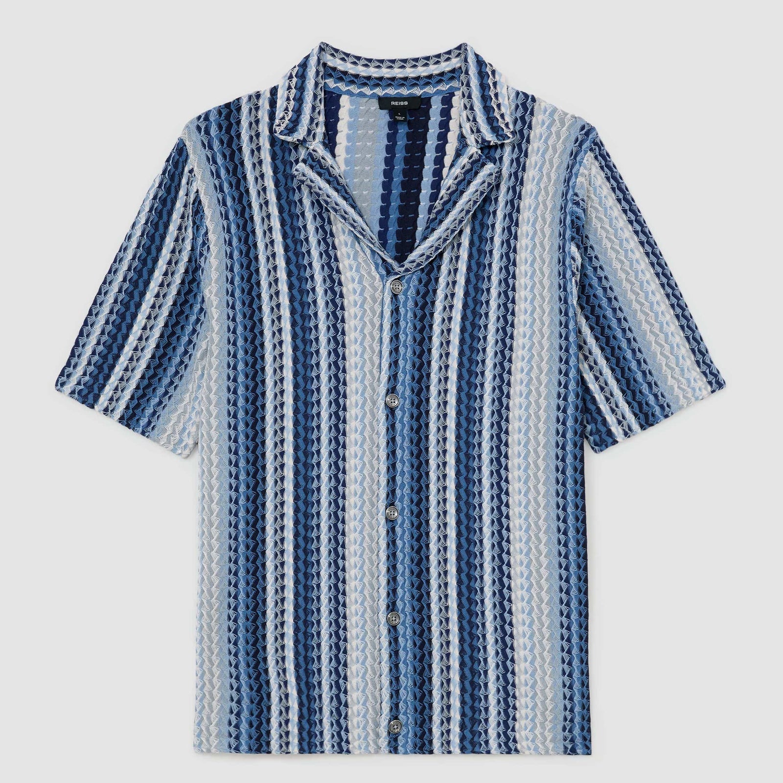 Reiss Short Sleeve Stripe Crochet Shirt