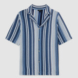 Reiss Short Sleeve Stripe Crochet Shirt