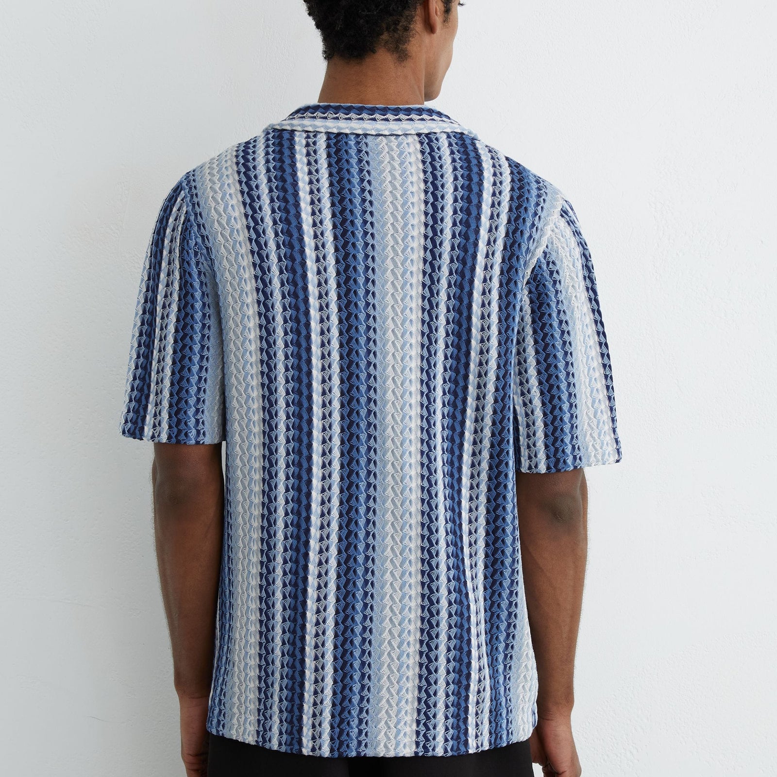 Reiss Short Sleeve Stripe Crochet Shirt
