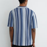 Reiss Short Sleeve Stripe Crochet Shirt