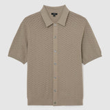 Reiss Short Sleeve Textured Shirt Taupe Brown