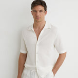 Reiss Short Sleeve Textured Shirt White