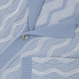Reiss Short Sleeve Wave Stripe Cuban Soft Shirt Blue