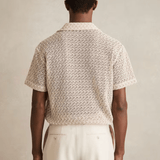 Reiss Sterling Crochet Cuban-Collar Shirt in Oatmeal