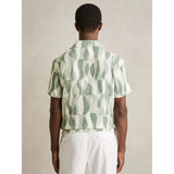 Reiss Taro Printed Textured Cuban-Collar Shirt In Sage Green
