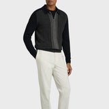 Reiss Tennant Wool Colour-Block Zip-Through Cardigan in Navy/Grey