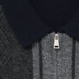 Reiss Tennant Wool Colour-Block Zip-Through Cardigan in Navy/Grey