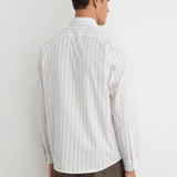 Reiss Titan Cotton Pinstripe Spread-Collar Shirt Regular-Fit In White/brown Stripe