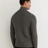 Reiss Townsend Quilted Rib-Knit Funnel-Neck Jacket In Army Green