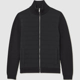 Reiss Townsend Quilted Rib-Knit Funnel-Neck Jacket in Navy