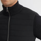Reiss Townsend Quilted Rib-Knit Funnel-Neck Jacket in Navy