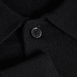 Reiss Trafford Merino Wool Long-Sleeve Polo Shirt in Black
