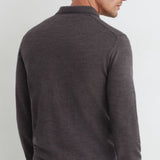 Reiss Trafford Merino Wool Long-Sleeve Polo Shirt In Dark Wicker Brown