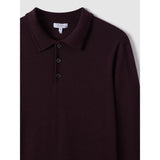 Reiss Trafford Merino Wool Polo Shirt In Dark Bordeaux