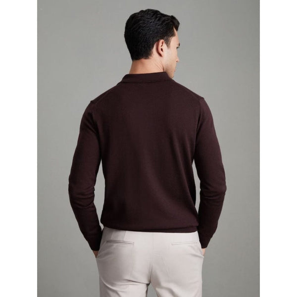 Reiss Trafford Merino Wool Polo Shirt In Dark Bordeaux