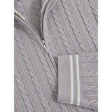 Reiss Tuscano Half-Zip Cable Knit Jumper With Wool in Soft Blue