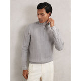 Reiss Tuscano Half-Zip Cable Knit Jumper With Wool in Soft Blue