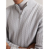 Reiss Tuscano Half-Zip Cable Knit Jumper With Wool in Soft Blue
