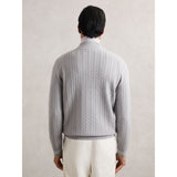 Reiss Tuscano Half-Zip Cable Knit Jumper With Wool in Soft Blue