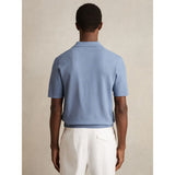 Reiss Tyne Open-Collar Knit Polo Shirt In Cornflower Blue