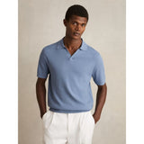 Reiss Tyne Open-Collar Knit Polo Shirt In Cornflower Blue