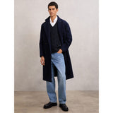 Reiss Walton Cable-Knit V-Neck Vest with Wool in Navy