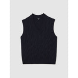 Reiss Walton Cable-Knit V-Neck Vest with Wool in Navy