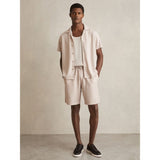 Reiss Warwick Textured-Knit Cuban-Collar Shirt In Champagne