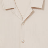 Reiss Warwick Textured-Knit Cuban-Collar Shirt in Champagne