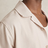 Reiss Warwick Textured-Knit Cuban-Collar Shirt in Champagne