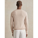 Reiss Wessex Merino Wool Crew Neck Jumper in Beige