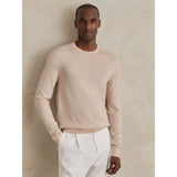 Reiss Wessex Merino Wool Crew Neck Jumper in Beige