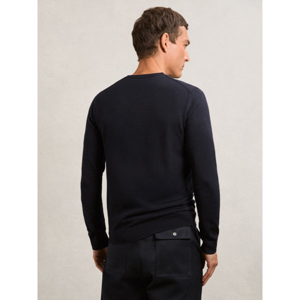 Reiss Wessex Merino Wool Crew Neck Jumper in Navy