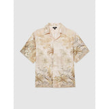 Reiss Yoshi Jungle Print Cuban-Collar Shirt in Soft Sage Green