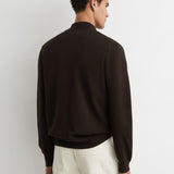 Reiss Zip Through Cardigan In Chocolate