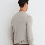 Wessex Merino Wool Crew-Neck Jumper In Stone Mouline