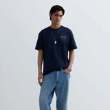 Replay Monte Carlo Country Club Collection T-Shirt with Branded Tennis Print In Navy