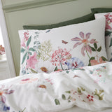 RHS Exotic Garden 200 Thread Count Cotton Reversible Double Duvet Cover Set with Pillowcases White