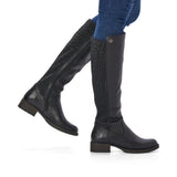 Rieker Knee High Stretch Boot In Black